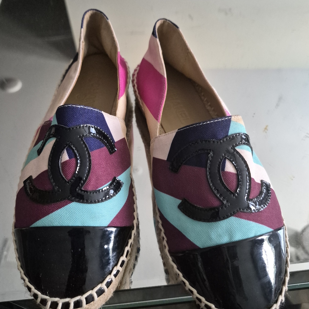 CHANEL Vibrant Espadrilles in Pink, Blue, and Black
